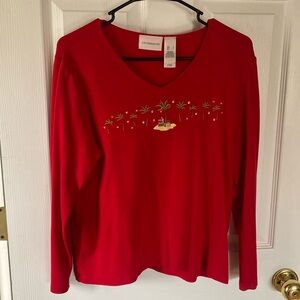 Liz Claiborne Christmas palm tree top. Size large
